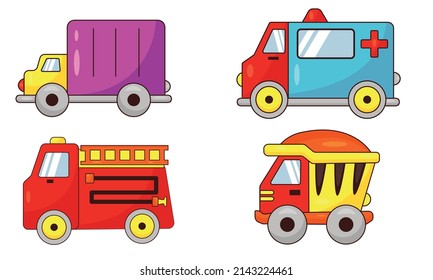 Set of children's toys transport, cars