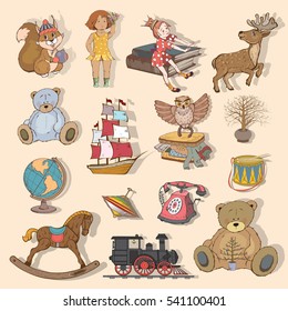 Set of children's toys,  vector illustration