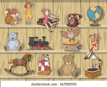 Set of children's toys, vector illustration.