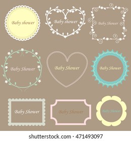 set of children's vintage frames. A collection of templates borders to decorate an album or scrapbook. Baby shower or arrival. Cute vector illustration