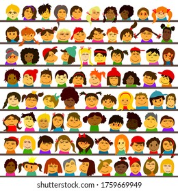 Set of a lot of the child's face