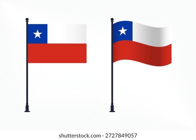 Conjunto de bandeiras do Chile isolado para a celebração do Dia da Independência