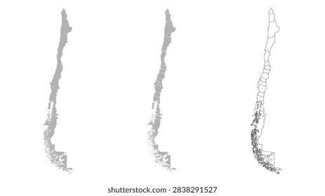 Set of CHILE Maps with Main Map and Regional maps