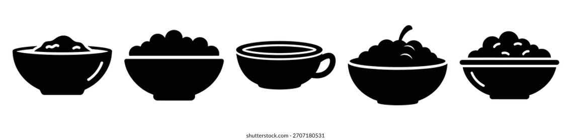 conjunto de chili bowl ícone vetor ilustração isolado no fundo branco
