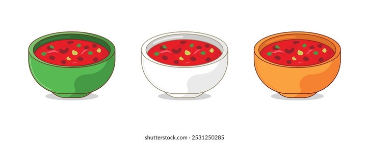 
set of chili bowl isolated white background