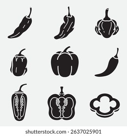 set of chili good for icon, symbol, logo, element design, silhouette design, etc
