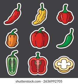 set of chili good for sticker, badge, element design, icon, etc