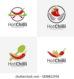 Plantilla vectorial de diseño de logotipo de Chili, Ilustración de chile rojo, icono de símbolo