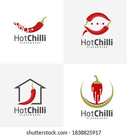 Set of Chili logo design vector template, Red Chili Illustration, Symbol Icon