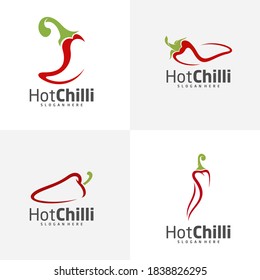 Set of Chili logo design vector template, Red Chili Illustration, Symbol Icon