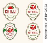 set Chili logo. spicy red chili, restaurant food design, sauce label, natural spicy food product brand.