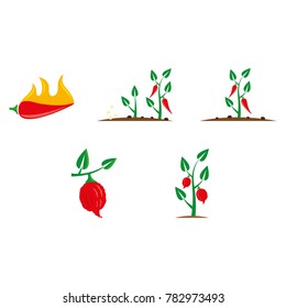 A set of chili pepper icons