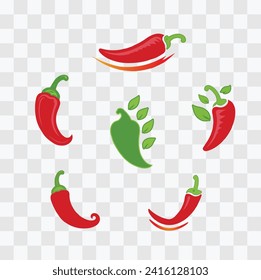 un conjunto de chili vectorial ilustración, coloridos íconos de chili aislados