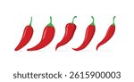 Set of chilli pepper with different shapes. Chilli pepper set on white background.