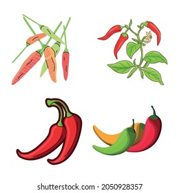 set of chilli pepper vector, line isolated or logo isolated sign symbol vector, outline and stroke style Collection of high-quality vector illustration,