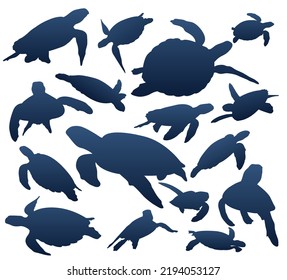 Set of chillout sea turtles svg