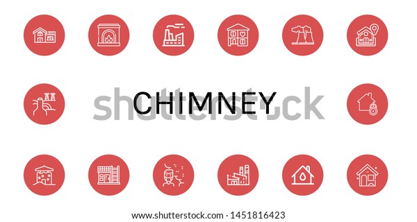 Set Chimney Icons Such House Fireplace Stock Image Download Now