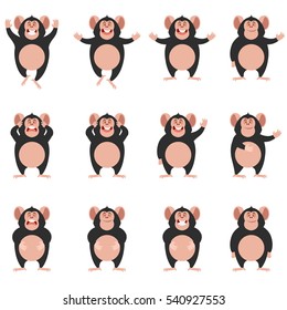 Set of Chimpanzee flat icons