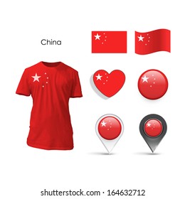 Set of China design over white background