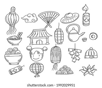 Dibujo vectorial de doodles de China