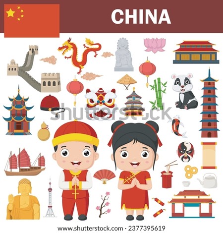 Set of China famous landmarks