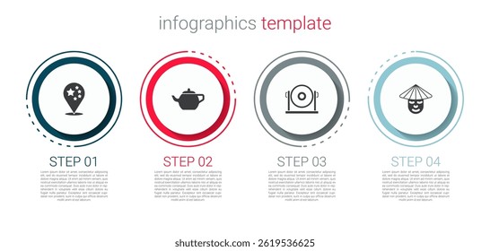 Set China flag, Chinese tea ceremony, Gong and man. Business infographic template. Vector