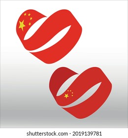 set of China flag icon line isolated or logo isolated sign symbol vector, outline and stroke style Collection of high-quality color style vector illustration,
