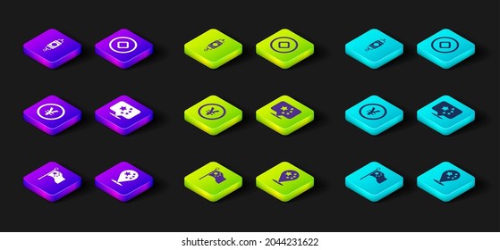 Set China flag on flagpole, Chinese Yuan currency,  and paper lantern icon. Vector