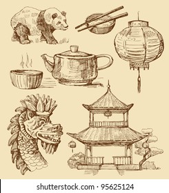 Set of China hand-drawn icons