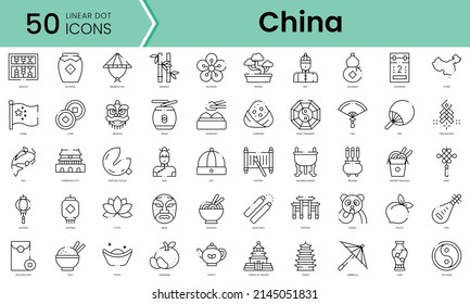 Set of china icons. Line art style icons bundle. vector illustration