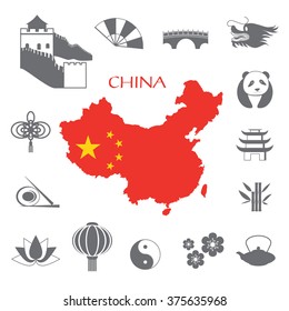 Set of China Infographic icons with China map