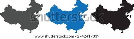 Set of China Map Silhouettes in Multiple Colors - High Detail Mainland China Geographic Outlines for Business, Travel, and Infographic Design