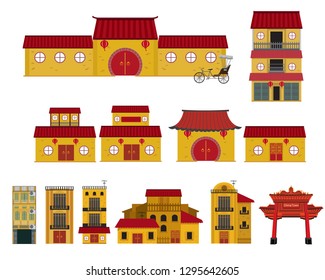 Set to China old town. vector illustration