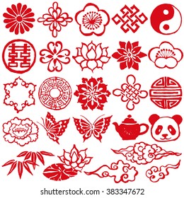 Set of Chinese decorative icons.