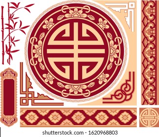 Set of Chinese Design Elements - Asian Style Patterns