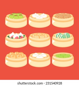 Set of Chinese Dim Sum in baskets.