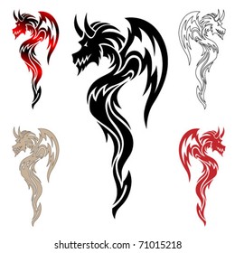 Set of the Chinese dragons in different color scales