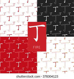 Set of chinese feng shui hieroglyphs seamless pattern. Translation of 10 zodiac stems, feng shui signs hieroglyph: 'Fire".