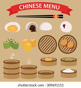 Set of Chinese Food and Cuisine
