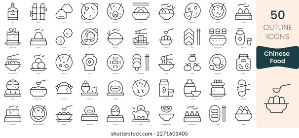 Set of chinese food icons. Thin linear style icons Pack. Vector Illustration