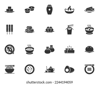 set of chinese food icons, traditional asian food