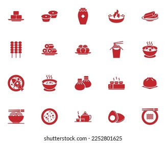 set of chinese food icons, traditional asian food