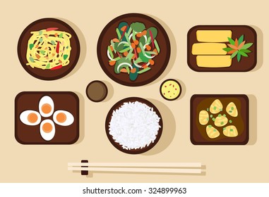 set of chinese food. vector illustration