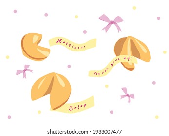 A set of Chinese fortune cookies. Asian flour products. Vector flat cartoon illustration