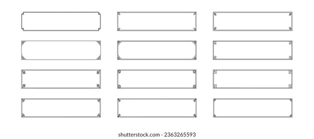 Set of Chinese frames in traditional style. Black Asian frame on white background. Vector illustration. 