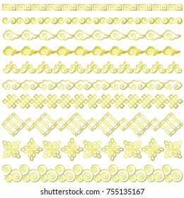 Set of Chinese golden borders.