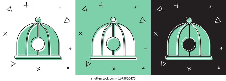 Set Chinese hat icon isolated on white and green, black background.  Vector Illustration