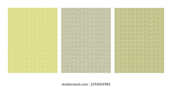 Set of chinese and japan rounded texture isolated on white background. Seamless geometric design collection. 