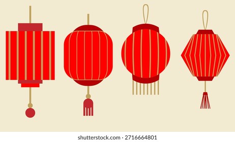 Set of Chinese Lanterns. Chinese lunar New Year