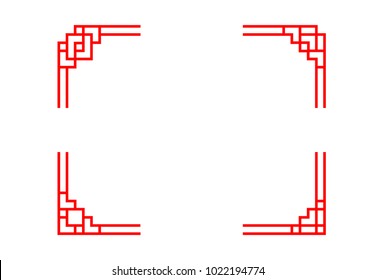 Set of Chinese line corner in classic style, vector design